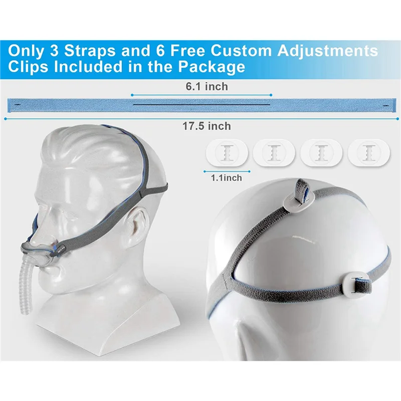 

Replacement Headgear Compatible For Resmed Airfit P10 Nasal Pillow CPAP Strap 9 Shoulder Straps & 18 Adjustment Clips A-VVNB