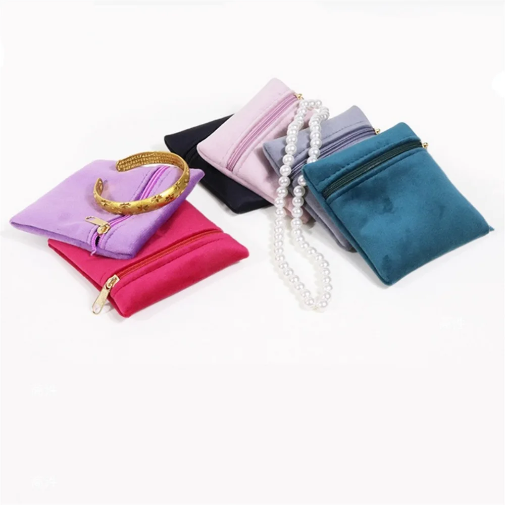 

Velvet Jewellery Pouch Zipper Gift Packaging Bags Women Party Portable Rings Bracelet Necklace Earrings Pendant Storage Holder