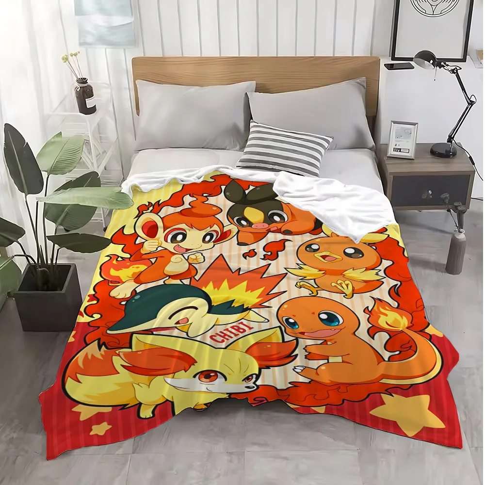 Manta de cojín para sofá, Pokepokes Kawaii de invierno, decoración de dormitorio, colcha en la cama, mantas suaves y esponjosas, manta cálida para el hogar