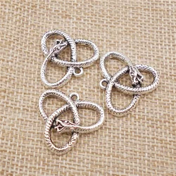 10PCS Ouroboros Snake Charms Celtic Knot For Necklace Pendant Bracelet Jewelry Making DIY Antique Silver Color Metal Accessory