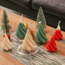 Spiral Christmas Tree Candle Molds Handmade 3D Rotary Cone Candle Making DIY Gypsum Aromatherapy Soap Silicone Mould