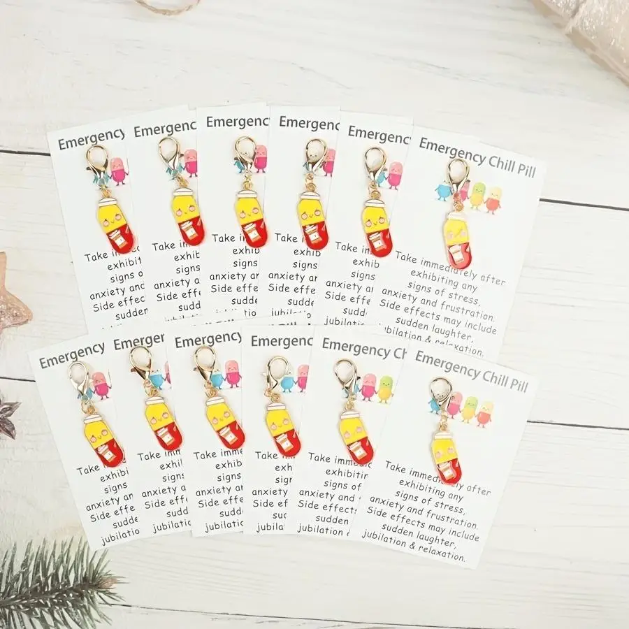 1/5/10/20/50/100pcs s/s Cartoon Imitation Pill Keychains, Care Gift for Best Friend, Thank You Gift, Birthday, Party Gift Mixed