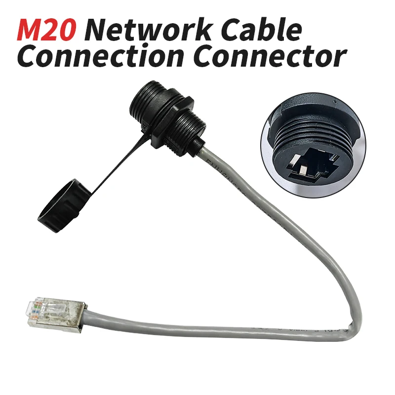 Outdoor RJ45 Network Adapter Waterproof Solderless Panel Socket Cable with Cover Gold-plated M20 Ethernet Cable Connector Joint