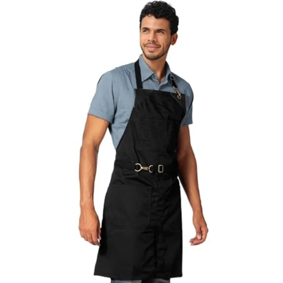 

No-Tie Twill Apron - Leather Reinforcement, Split-Leg