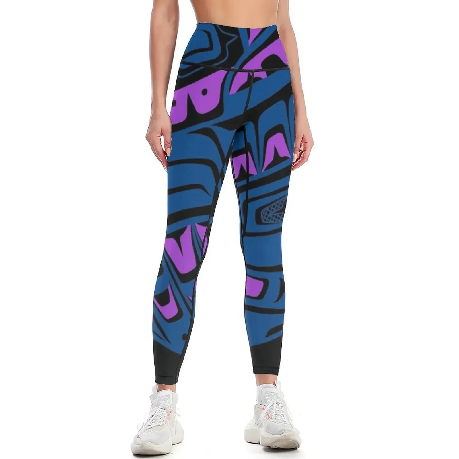 

Raven Steals the Sun, teal and purple Leggings jogging pants Tight fitting woman fitness set gym high waist Womens Leggings