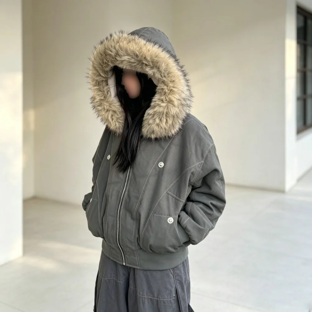 Short Cotton Blend Jacket for Women with Fleece Lined Hood and Faux Collar Tailored for Warm Weather Vacations