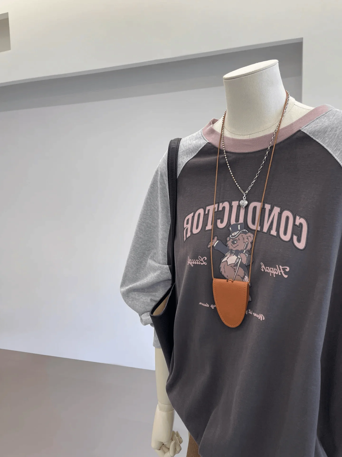 plus Size Women's Long Sleeve T-Shirt Shoulder Insert Cartoon Print Loose Fit Spring Summer Autumn Base Layer Shirt College S...