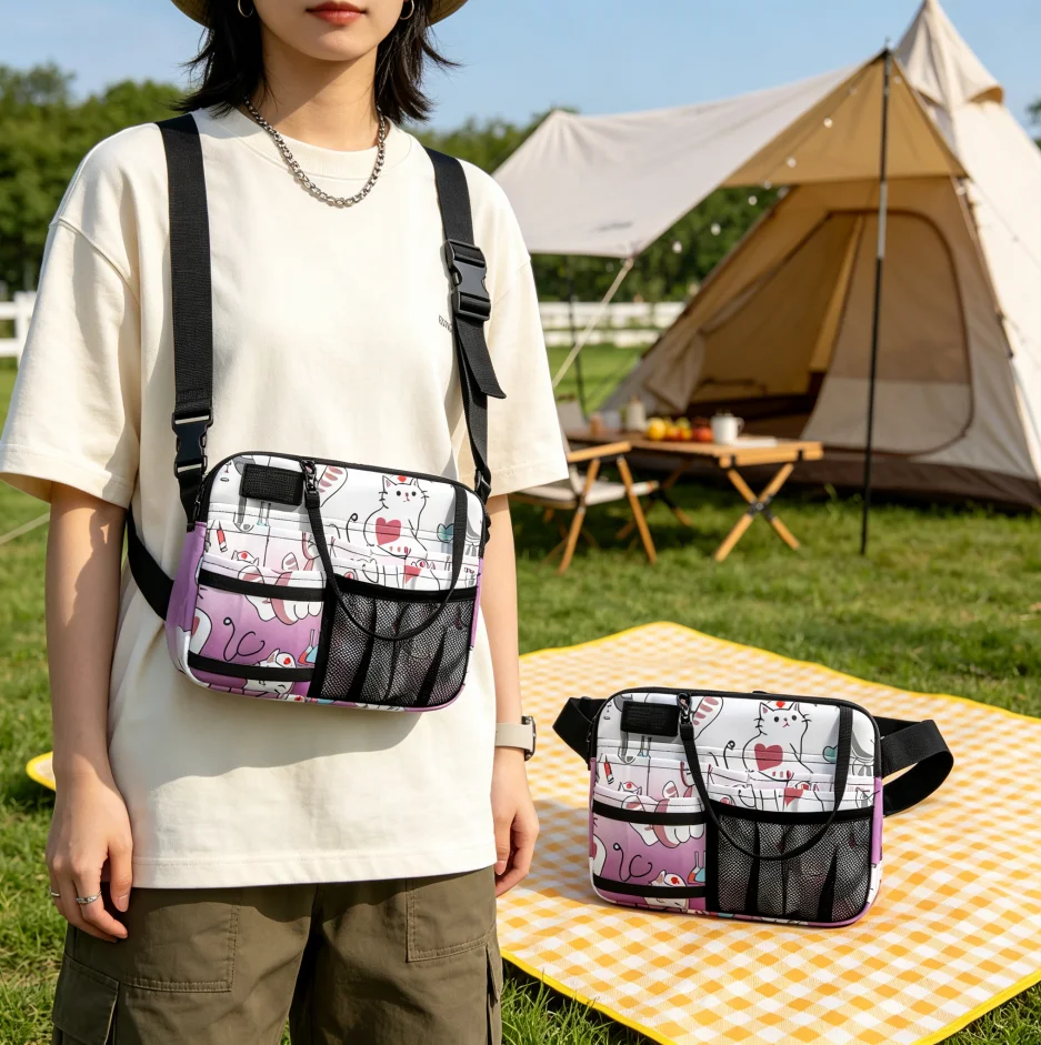 

Cute Cat Nurse Waist Bag - Multi-Pocket Medical Pouch for Stethoscope & Tools, Adjustable Strap, Vet Tech Gift