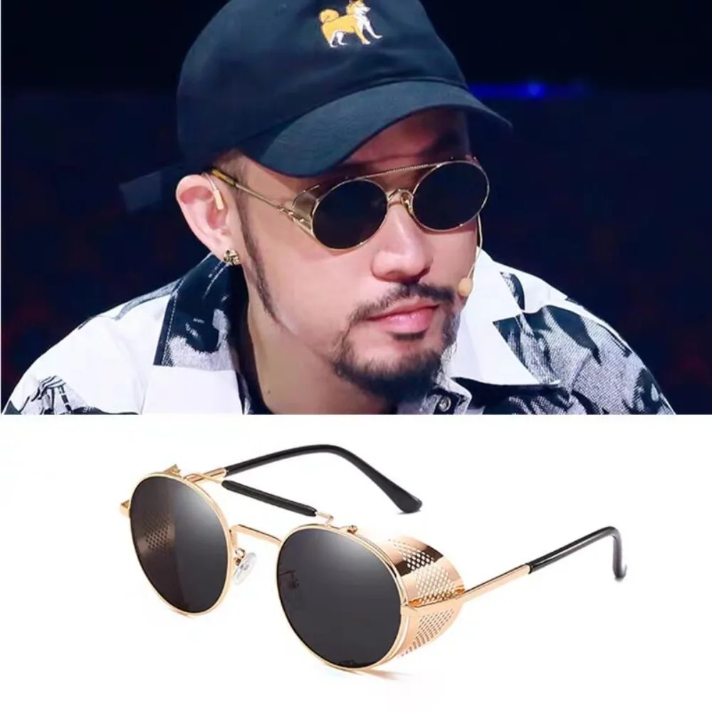 Gute Vorzeichen Teufel Crowley David Tennis Sonnenbrille Cosplay Requisiten Retro runde Metall Sonnenbrille Steampunk Männer und Frauen Brille