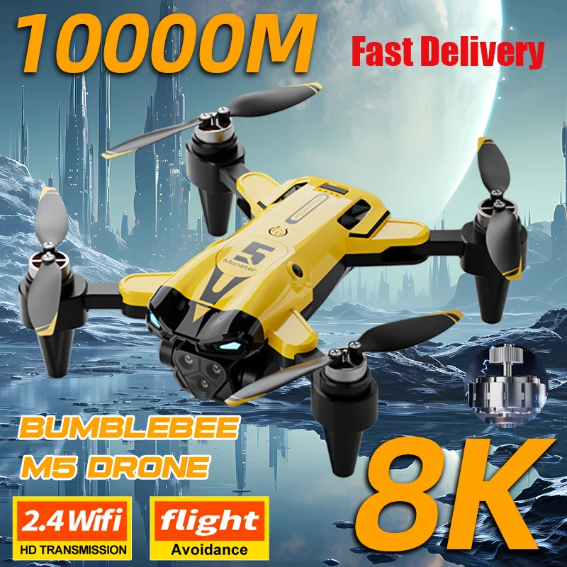 2024 New M5 Drone 8K Professional Triple Camera Brushless Motor Optical Flow Positioning Foldable Quadcopter RC Dron Toys Gifts