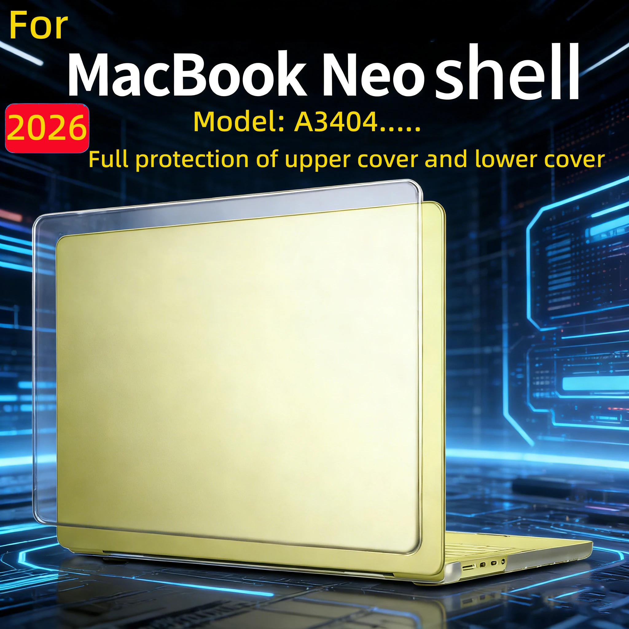 

Прозрачный жесткий чехол для MacBook Neo 2026 A3404, ударопрочный защитный чехол на весь корпус, защита от царапин, оболочка для ноутбука