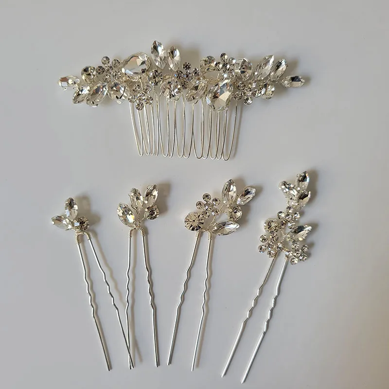 SLBRIDAL Handmade austriackie kryształki górskie zestaw biżuterii ślubnej ślub opaska Tiara bransoletka kolczyk klip zestaw kobiety biżuteria