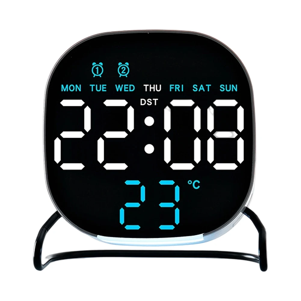 Bedside Night Light AS SHOWN LED Desktop Clock Touch Control Time And Date Loop Display 3-second Cycle Display