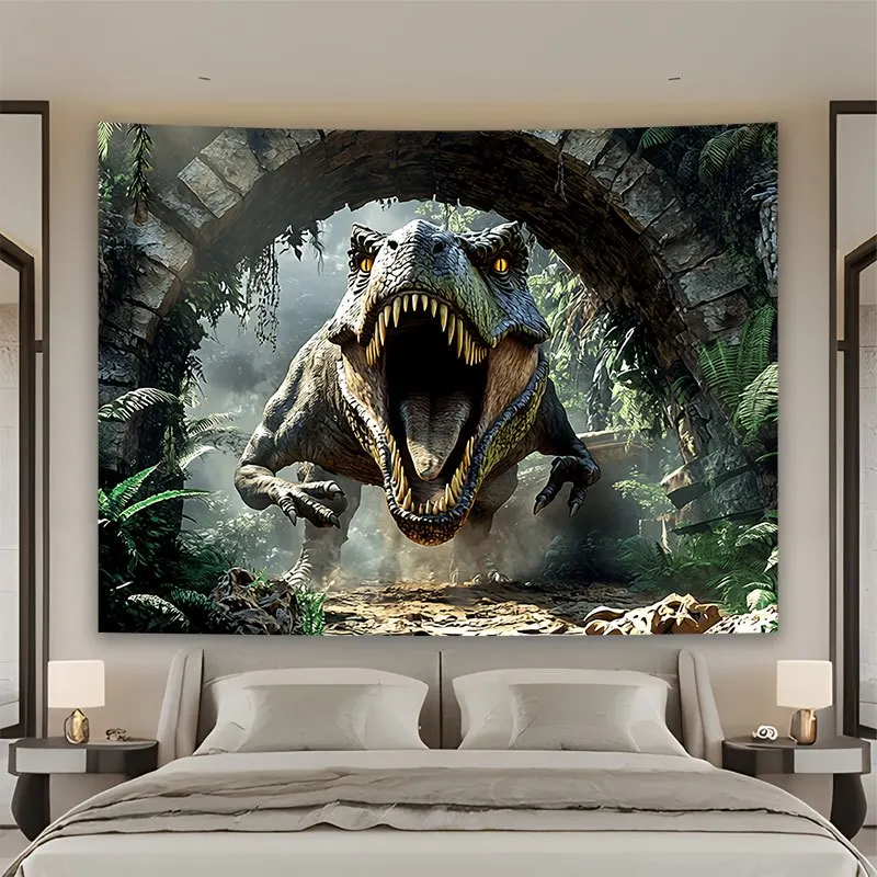 Dinosaur T-Rex Tapestry Wall Hanging Art Jurassic Jungle Decor Monster Prints Large Bedroom Canvas 150x300cm