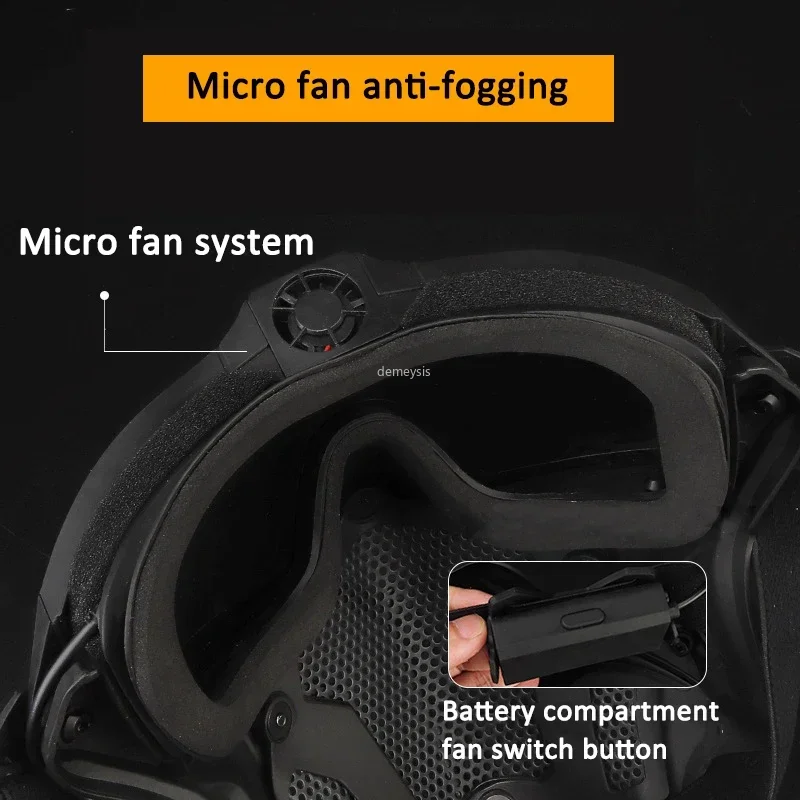 Airsoft Mask Detachable Goggles with Anti-fog Fan Tactical Paintball Protective Full Face Mask Shooting CS Goggles Masks