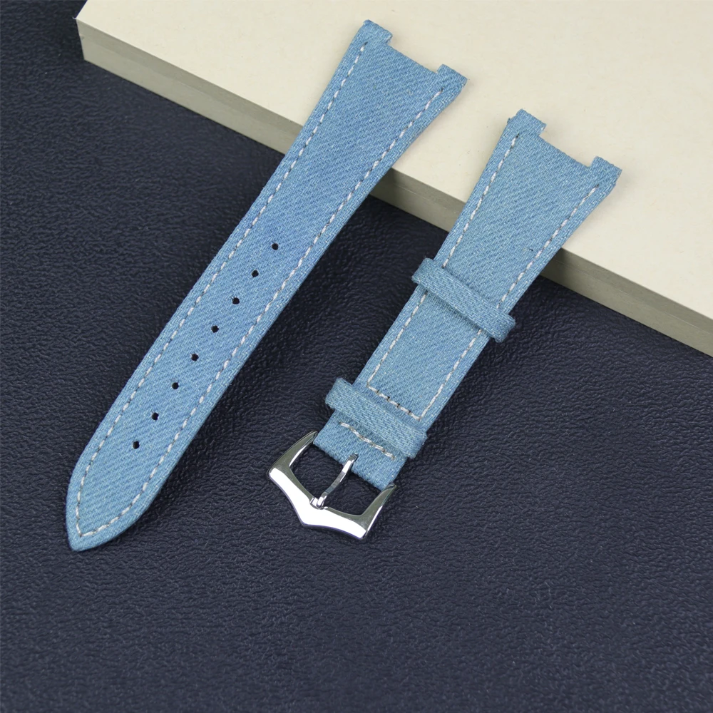 Substitute PP for Patek Philippe Parrot Gaya Brilliant Denim Glitter Series  Watch Band for Men, Concave Interface Band