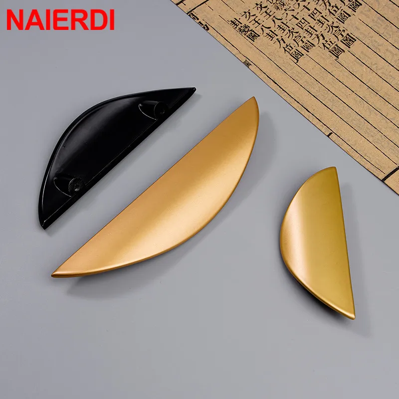 NAIERDI American Cabinet Handles Black Gold Zinc Alloy Kitchen Cupboard Pulls Drawer Knob Door Furniture Handle Hardwar