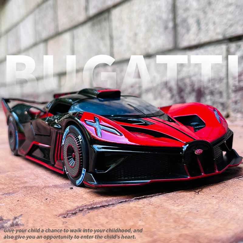 1:32 Bugatti Bolide Alloy Sports Car Model Diecast Metal Concept Racing Car Vehicles Model Simulation Sound Light Kids Toy Gifts