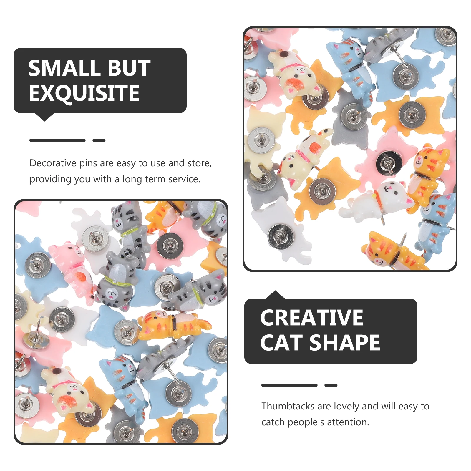 

60 Pcs Accessories Cat Pushpin Office Bulletin Board Decorations Pins for Cork Resin Thumb Tacks Decorative Animal Pushpins