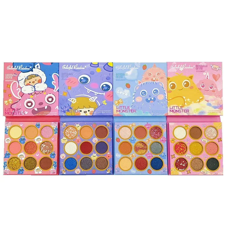 Paleta de sombras de ojos, 9 cuadrículas, brillo mate, polvo brillante, lentejuelas, brillo de escenario para ojos, paleta de sombras de ojos de neón