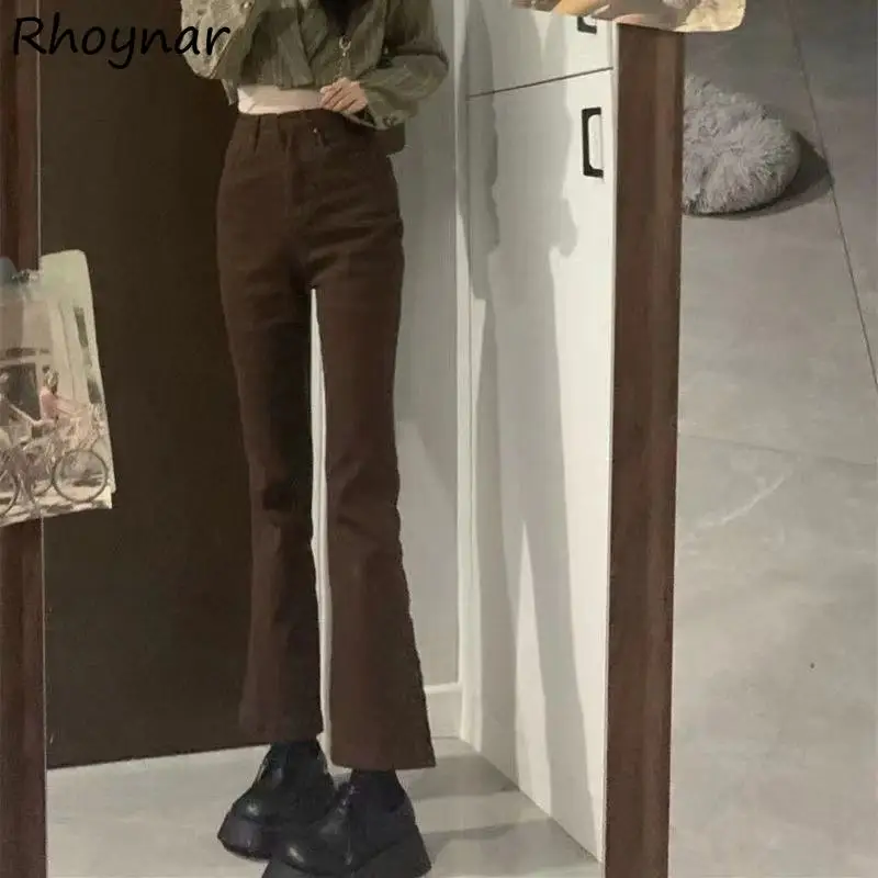 

Flare Jeans Women Korean Fashion Retro Slimming Drape Zipper Stylish Casual All-match Daily College Spicy Girls Autumn Spring