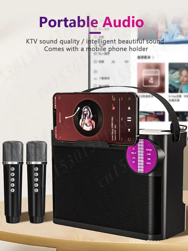 

Bluetooth-Compatible 5.3 Karaoke Speaker with 2 Microphones Wireless Karaoke System HD Sound Boombox for Home Parties