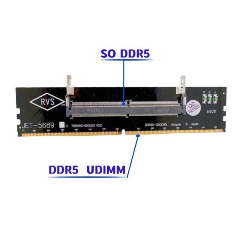 DN59 อัพเกรดแล็ปท็อป DDR5 หน่วยความจำ SO DDR5 UDIMM Desktop Adapter Card เครื่องทดสอบหน่วยความจำ SO DDR5 to DDR5 UDIMM Converter