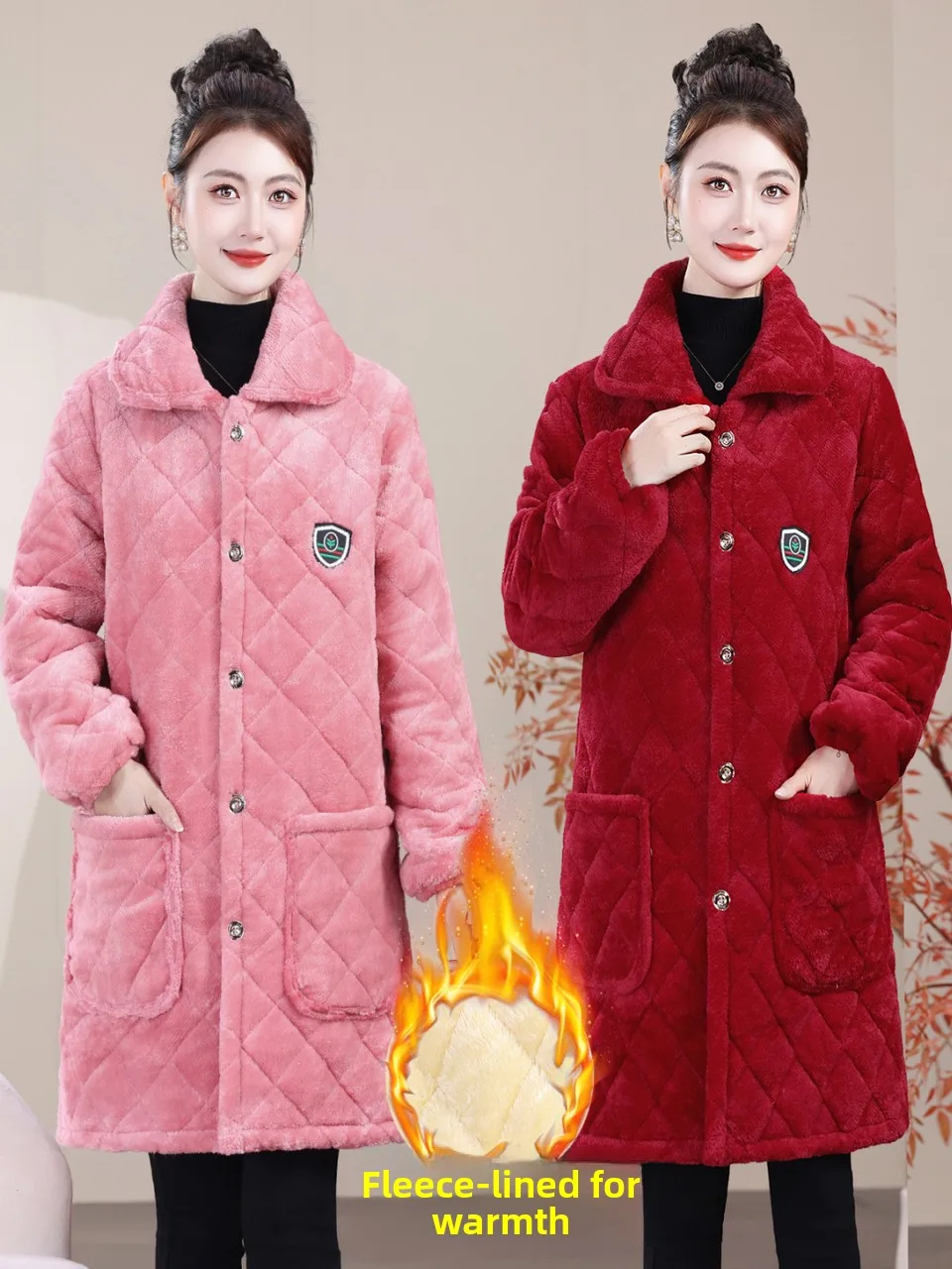 

Thiened Fce Cotton Jaet Women's Loose Warm Waterproof Long Sle Cotton Coat Mommy Clothes plus Size Winter Outerwear