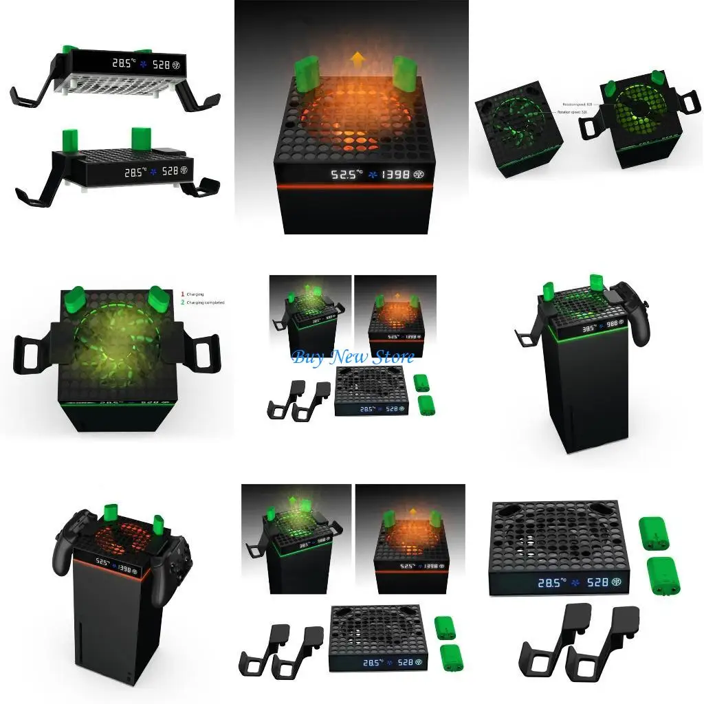 

20CE Cooling Fan for with Automatic Fan Speed Adjustable LED Display Cooling Hangings Storage Bracket