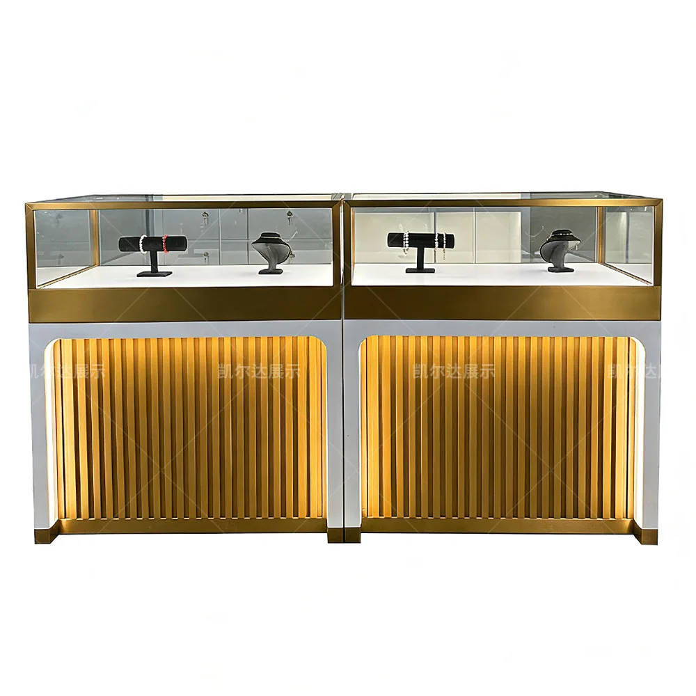 

Jewelry Display Cabinet Customized Glass Stainless Steel Paint Display Ca binet Shopping Mall Luxury Disp lay Cabin