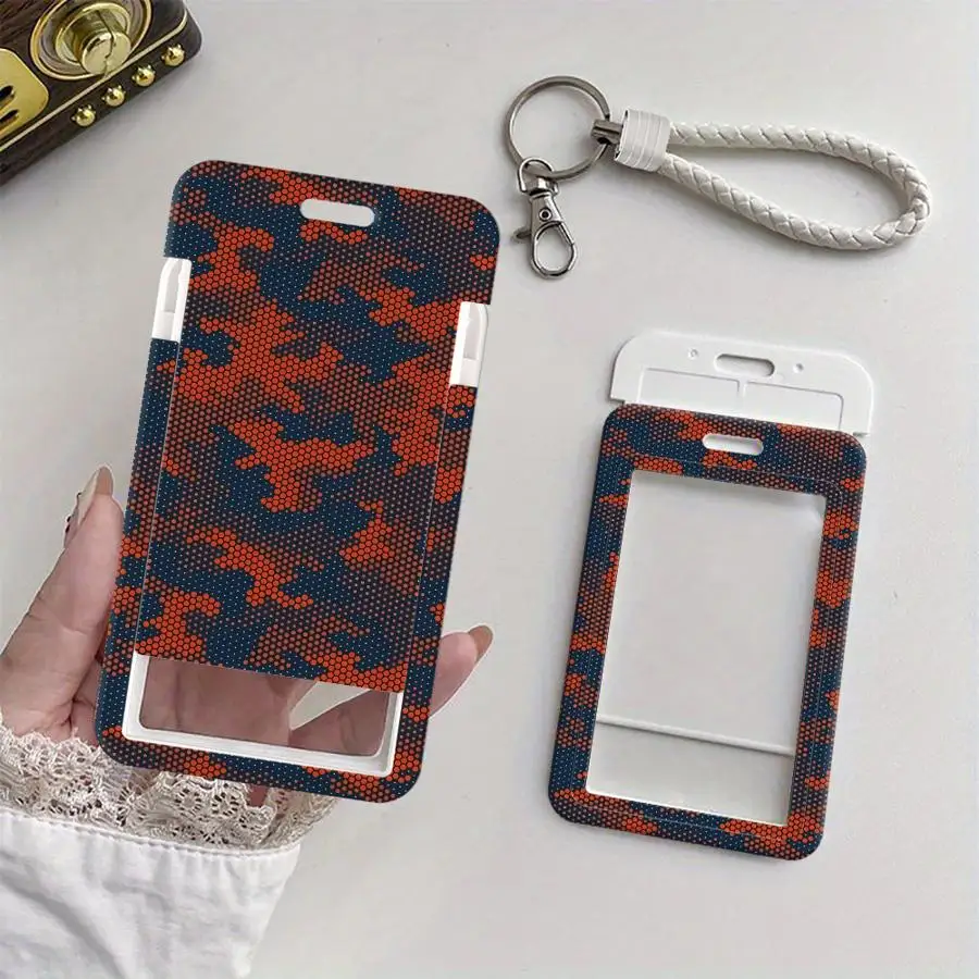 Red Blue Camouflage Cover Case 1Pc Card Holder Retractable Credit Card Holders Holders Child Bus with lanyard Bank ID Badge