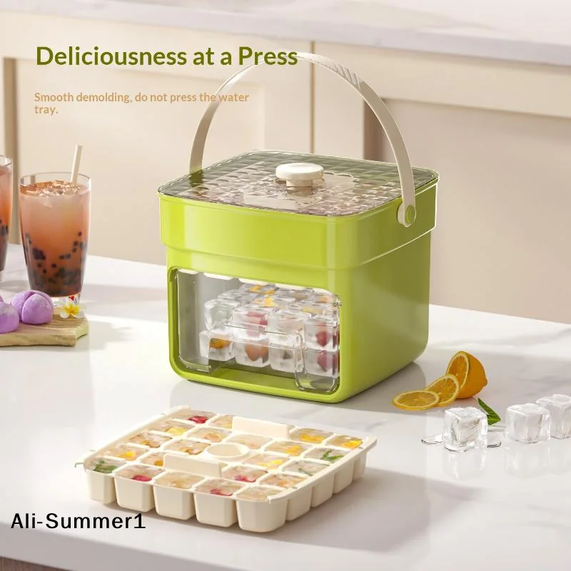 【E】1 Set Refrigerator Ice Maker One-touch Easy Release Homemade  Tray Mold 25/50 Grid  Mold Home Ice Making Tool