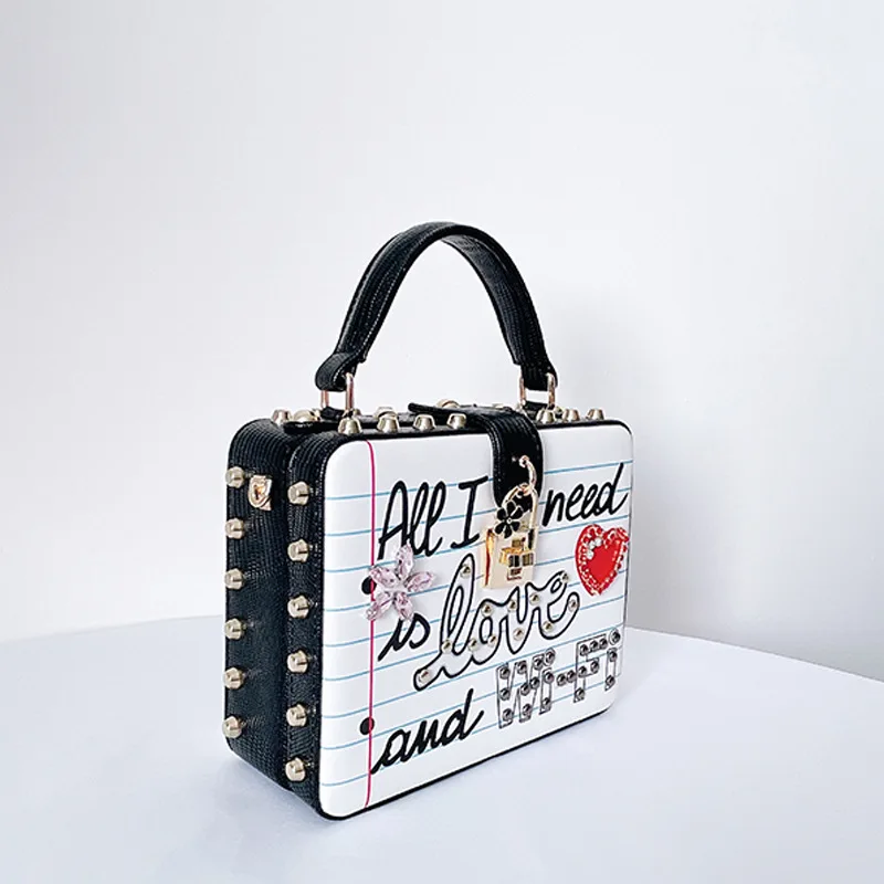 Studded Designer Purses and Handbags for Women Diamond Cartoon Pattern Party Clutch Wedding Evening Bag Ladies Shoulder Bag