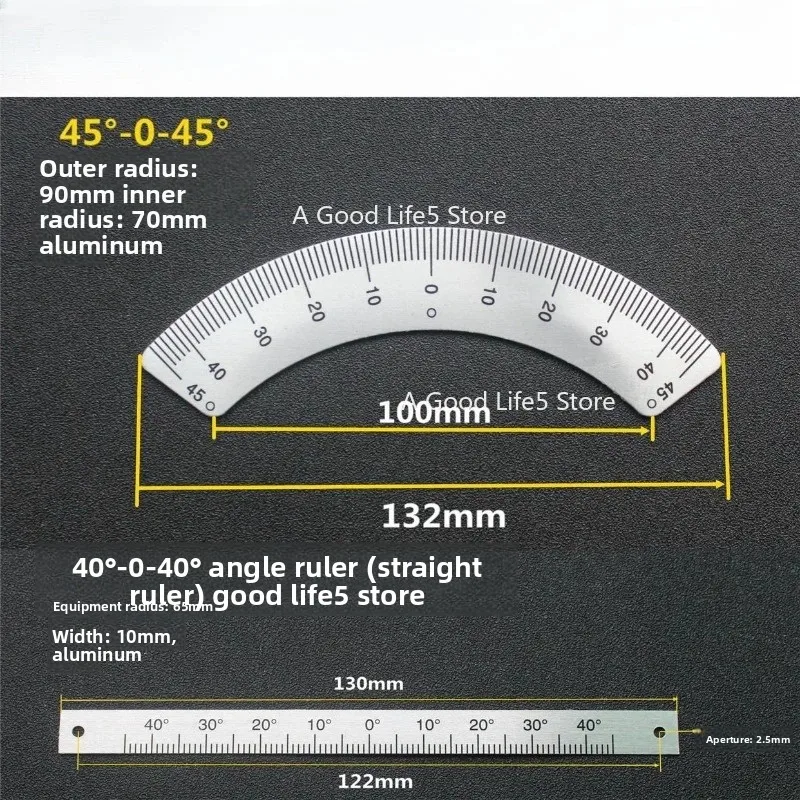 Apply To Stainless Steel Angle Ruler Aluminum Alloy Ruler Circular Arc Ruler Mechanical Equipment Semicircular Indexing Scale