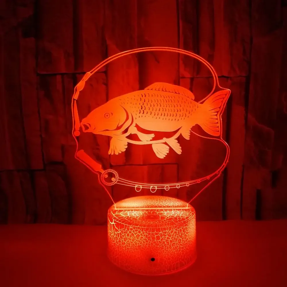 Nighdn Acrylic 3D Fish Lamp Illusion Night Light 7 Colors Change Bedside Lamp LED Night Lights Gifts for Kids Elder Room Decor