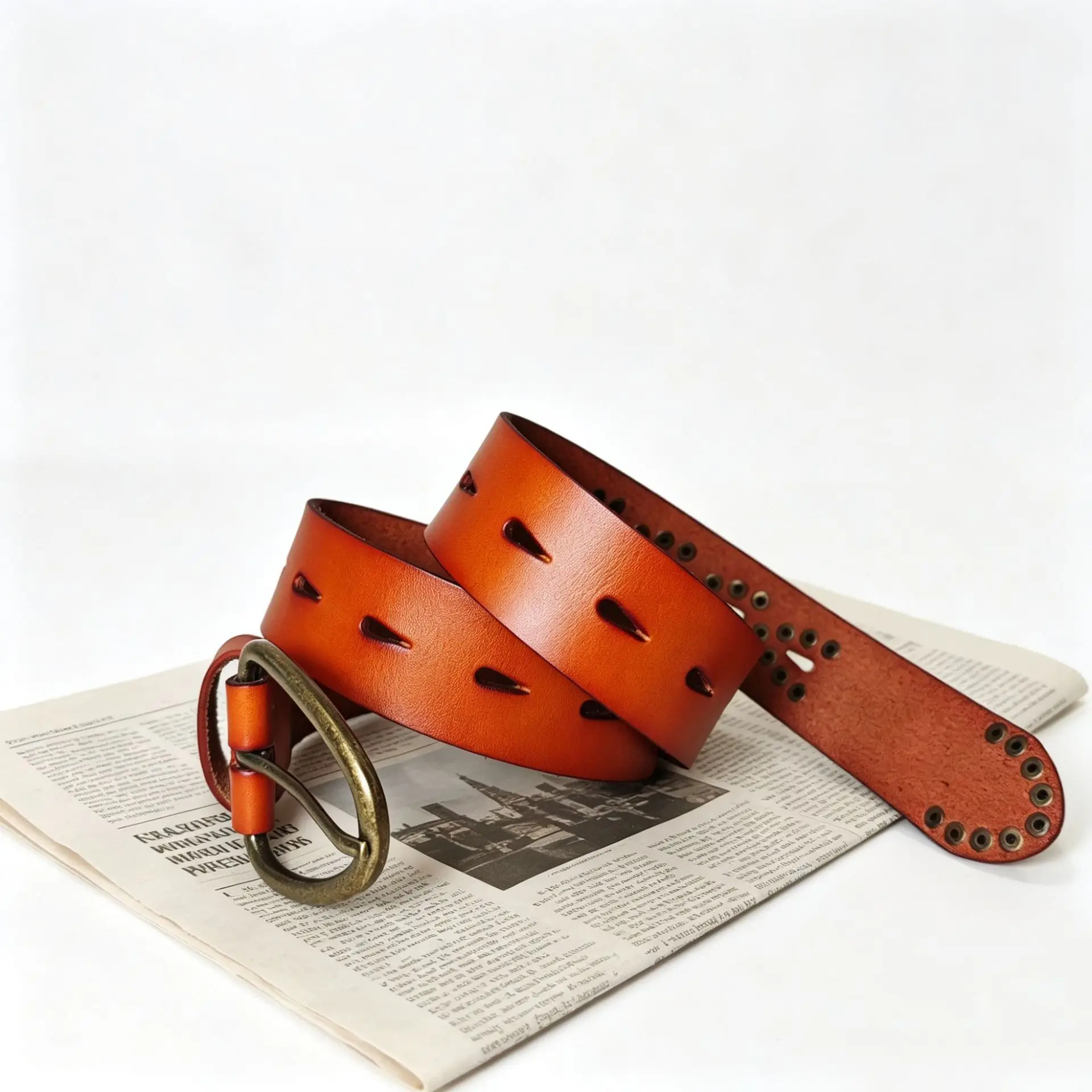 Vintage Distressed Oval Copper Buckle Leather Belt, Multi-Color Hollow-Out Studded Cowhide Belt, American Western Retro Style, Suitable for Pairing with Denim Dresses, Waist-Cinching Decorative Wide Belt, Unisex Couple's Belt