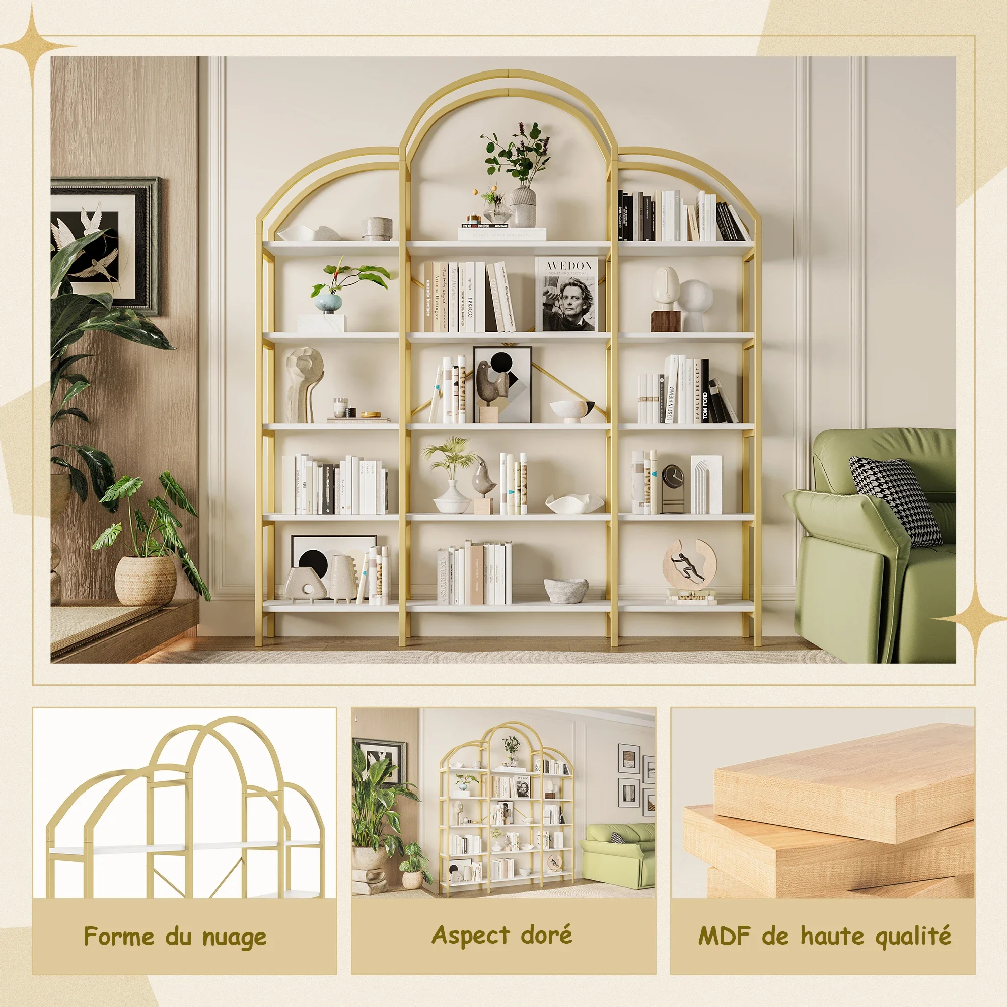 Simple Style Shelf, Steel Tube MDF Material, Five Layers Of Storage Space, Unique Cloud Shape