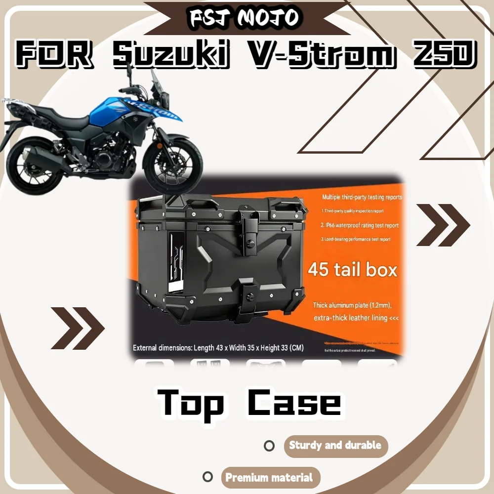 For Suzuki V‑Strom 250 Embossed Aluminum Tail Box Waterproof Design For Motorbike Scooter Universal Mod Accessories