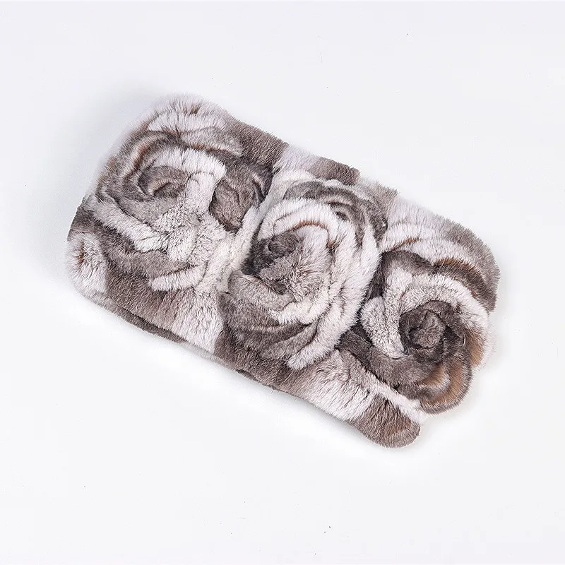 

Fluffy Headband Natural Rex Rabbit Fur Scarf Winter Neck Warmer Elastic Soft Women's Ring Scarves Fashionable Head Wraps