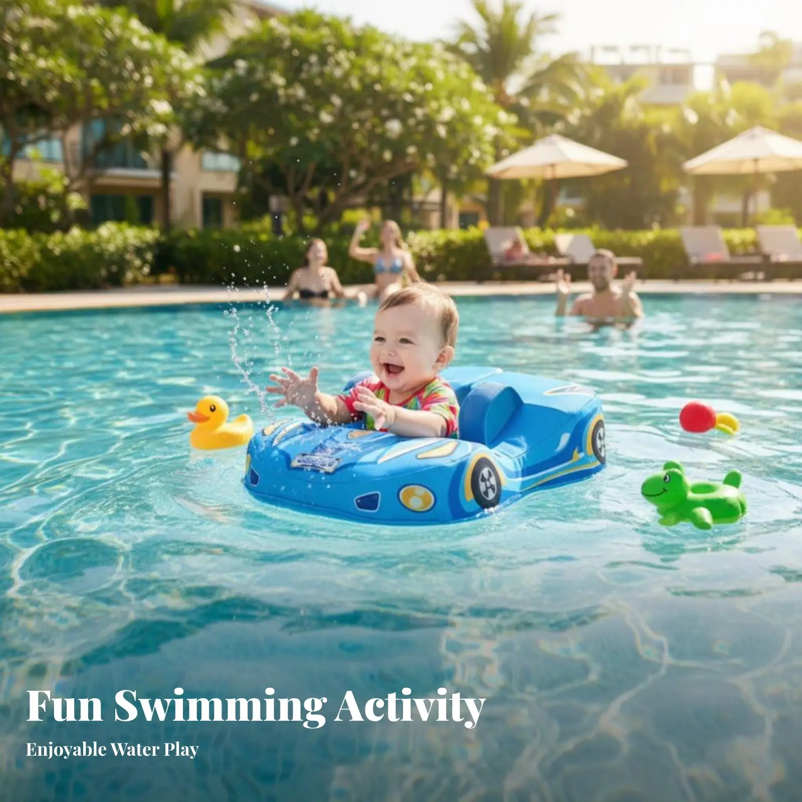 Aufblasbarer Schwimmring für Kleinkinder mit Achselstützen, Kippschutz, sicherer Schwimmhilfe für Jungen und Mädchen, Wasserpark-Zubehör