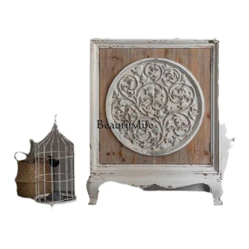 

LXAmerican retro old porch storage decorative cabinet foyer carved bed and breakfast