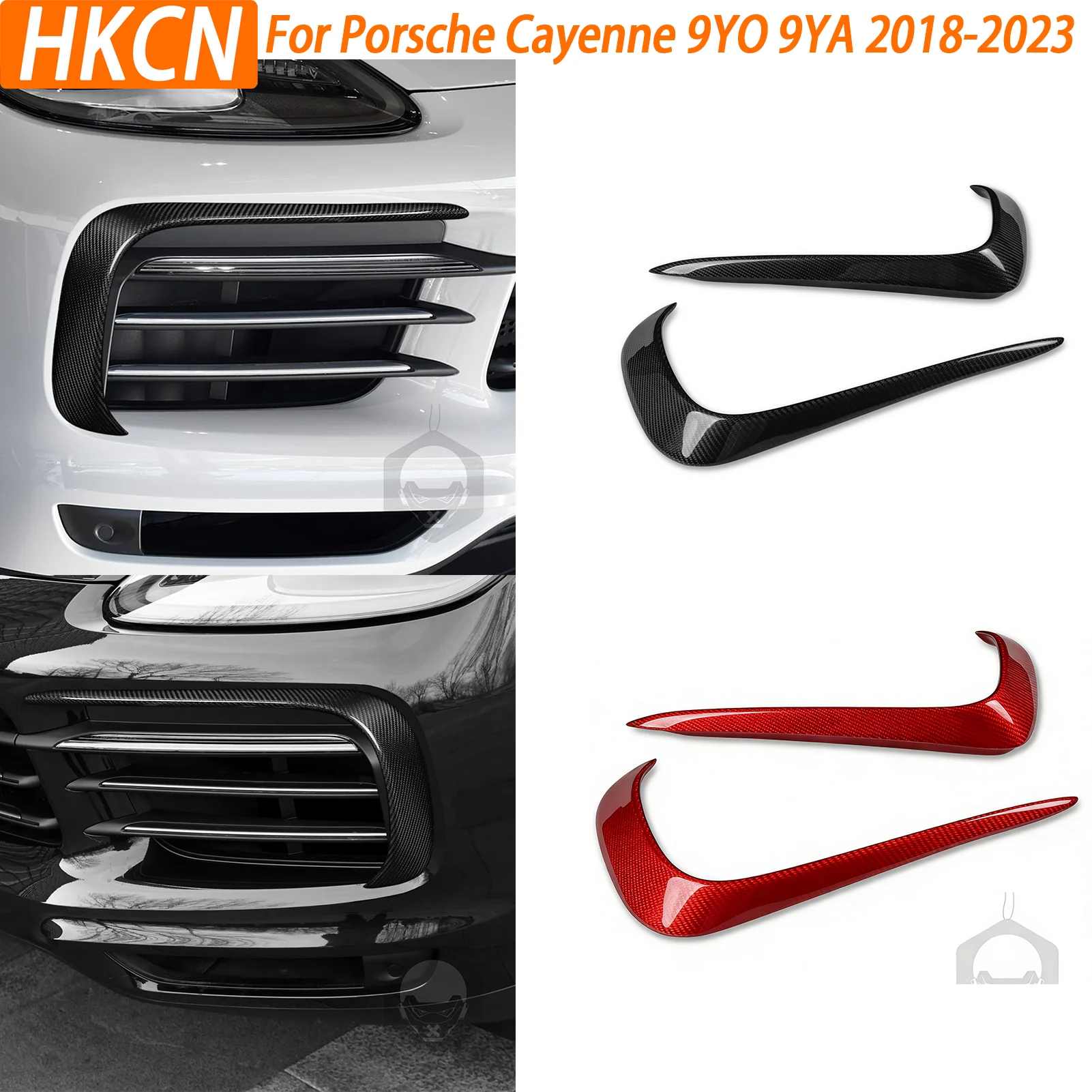 Front Bumper Lip Spoiler Cover Trim For Porsche Cayenne 9YO 9YA 2018-2023 Carbon Fiber Front Bumper Cover Wind Knife Splitter