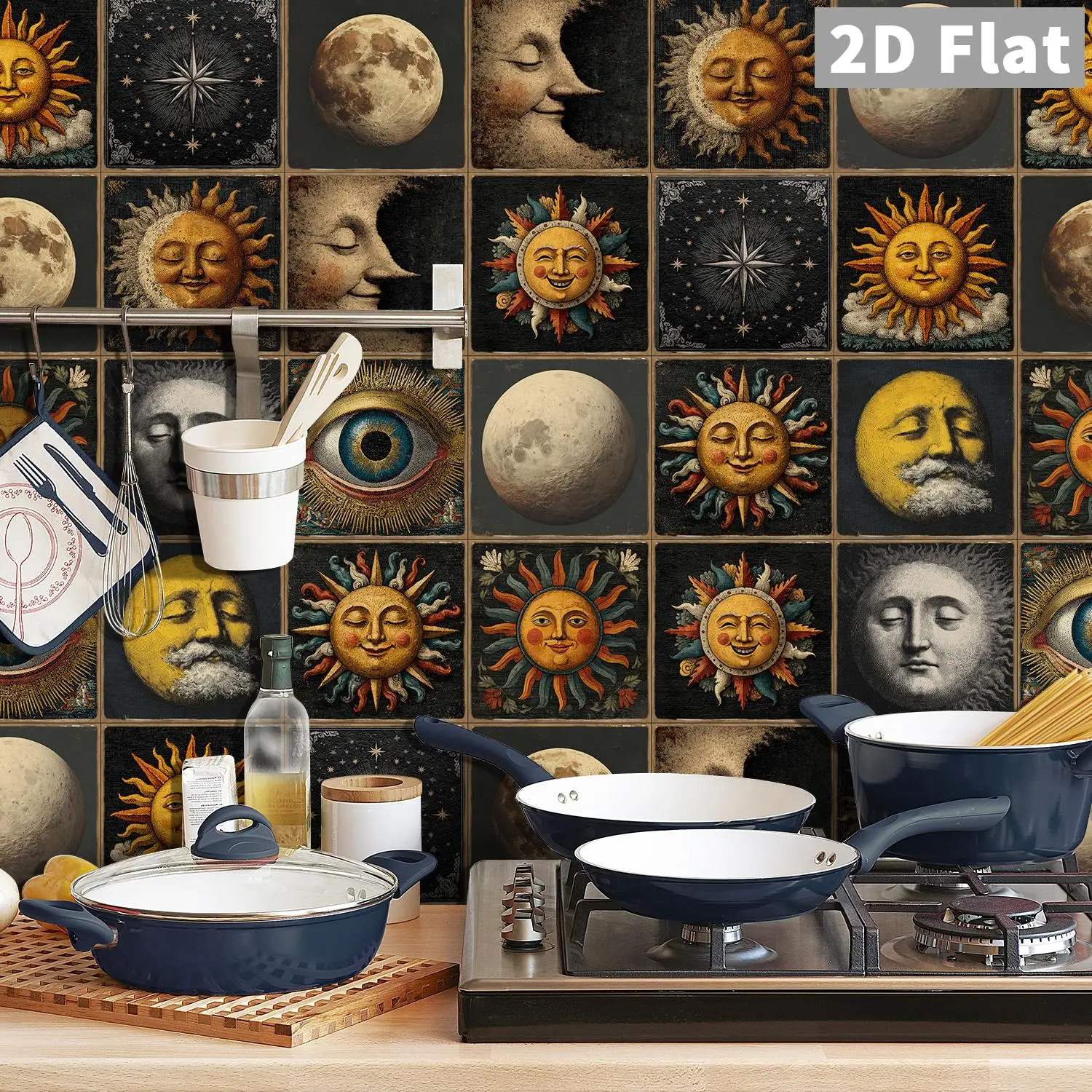 

Retro Starry Mysterious Art Ceramic Tile Stickers Bathroom Kitchen Living Room Decoration Stickers