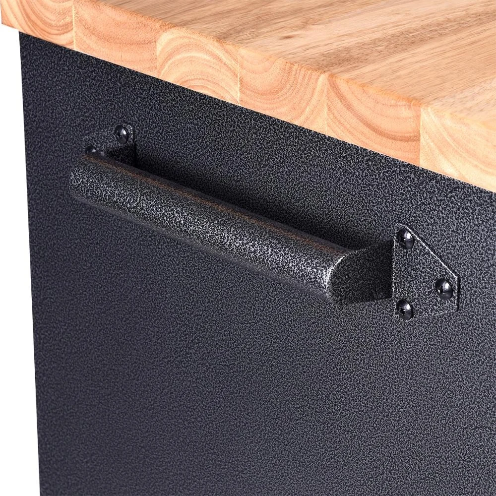 Rubberwood Top Mobile Workbench 7-drawer Cabinet Tool Garage Storage Tool Trolley
