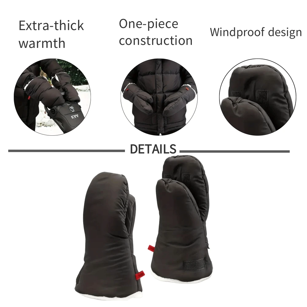Push Gloves Winter Golf Cart Extra Thick Waterproof Warm Construction for Golfers Golf Course Use Windproof Gloves