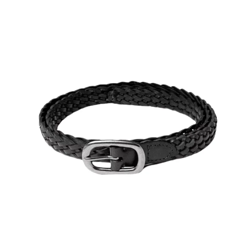 ผู้หญิงวินเทจหนังวัวแท้ Handmade ถักรัดตัวหญิง Cummerbund Coat เข็มขัดชุด Decration สีแดงเข็มขัดบาง J1527