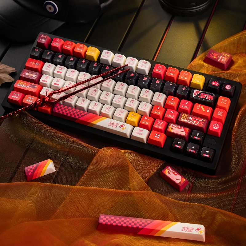 

Колпачки для визуальных игровых клавиш Muchoo, индивидуальный PBT/PC, вишневый профиль, боковая крышка для ключей с резьбой, милая сублимационная прозрачная точка, колпачок для ключей