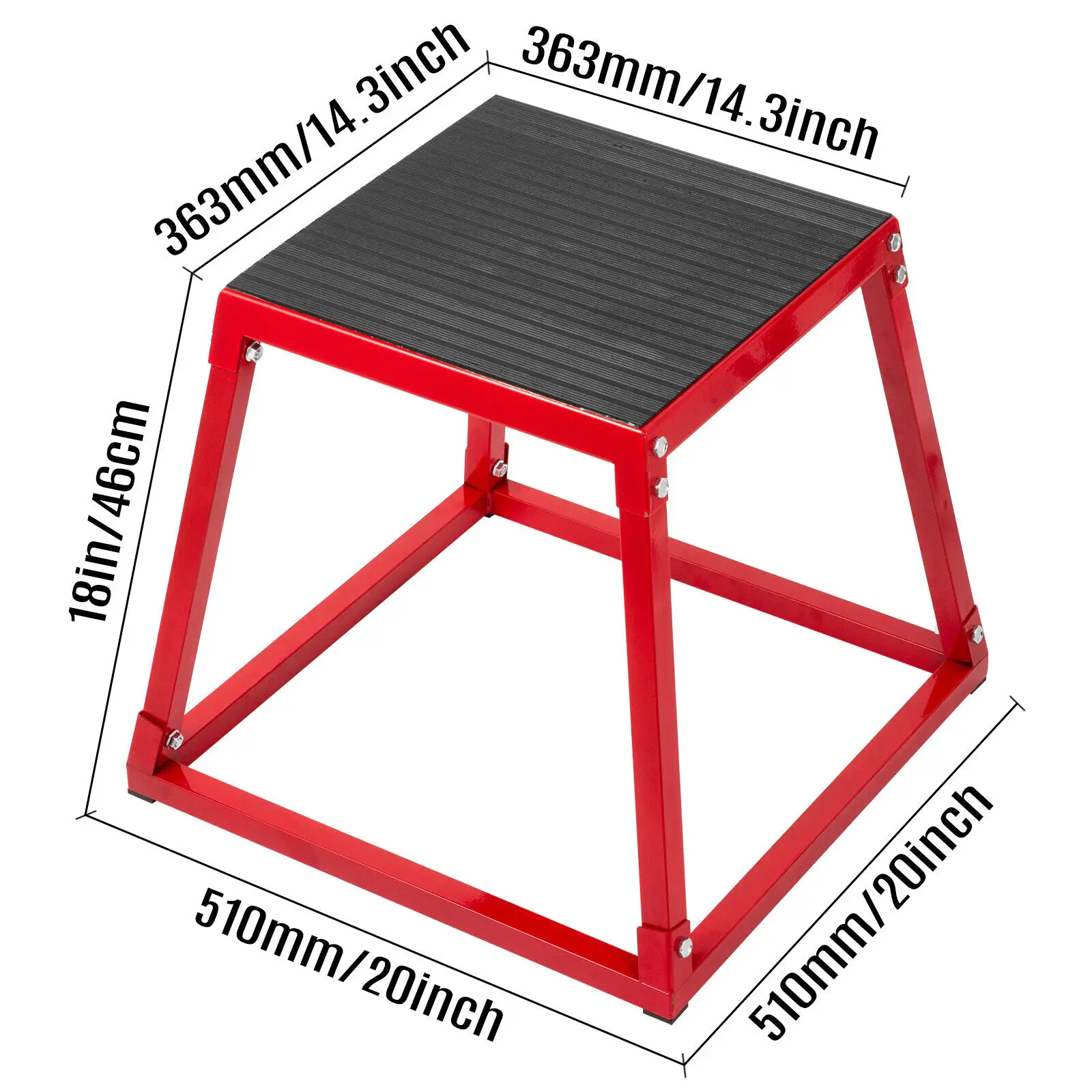 BuoQua Platform Box Pliometrici Rosso Plyo Box Esercizio per Salto Forza Fisica di Peso 6 kg, Altezza 46 cm Jump Box Pliometrico per Esercizio Allenamento Fisico Uso Domestico in Acciaio e Ferro 18''
