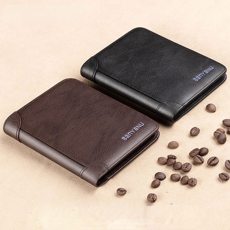 Luxury Wallet Men\'s cowhide Leather Short money clip Leather Vertical New Driver\'s License card holder Money clip