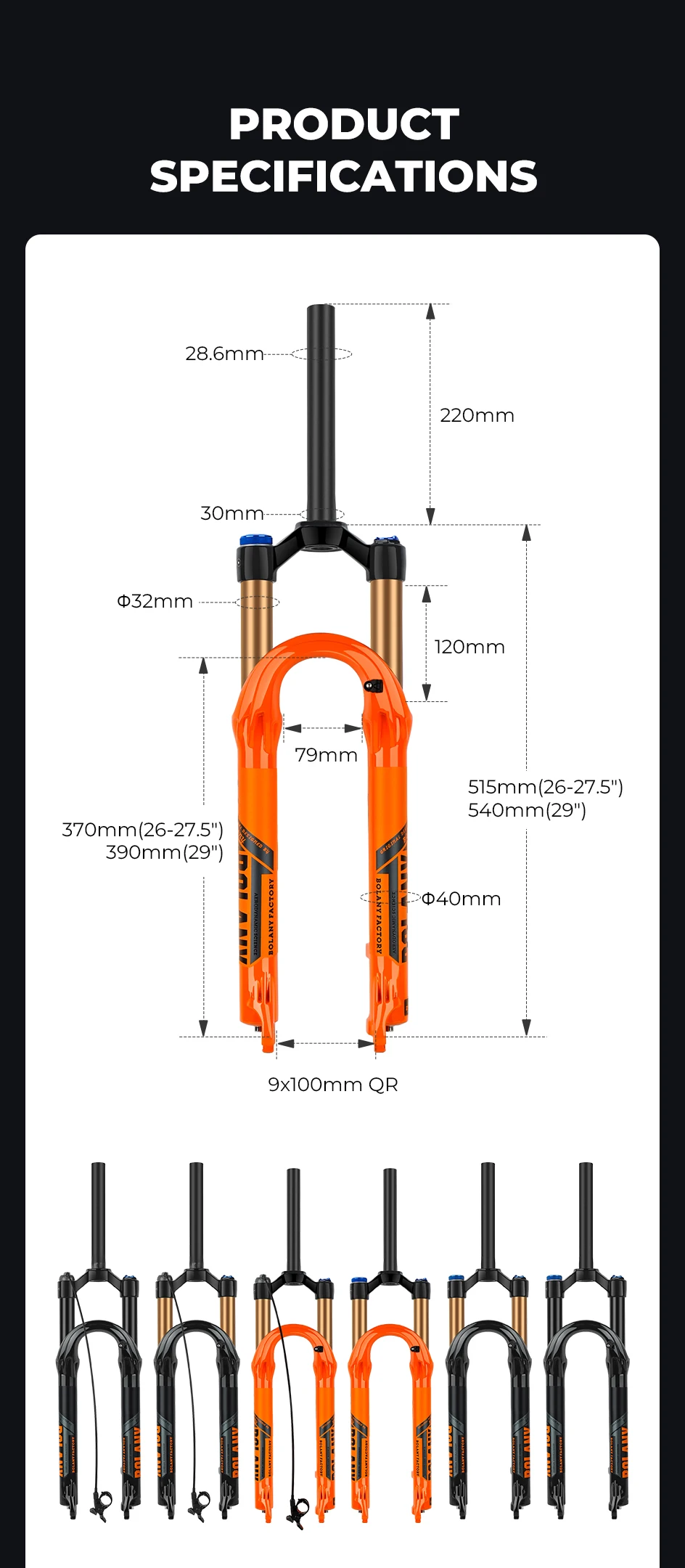 BOLANY Fahrrad-Luftgabel, 27,5/29 Zoll, 120 mm, Reiseöl, Luftfederung, leichte Schnellspanner-Fahrradgabel aus Magnesiumlegierung – Detail 2